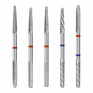 Five-piece double-ended alloy nail drill bits set for cuticle removal and manicure tools