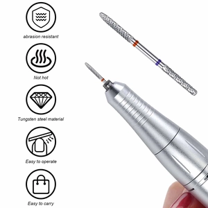 Dual-head tungsten steel nail drill bit set with handle for manicure cuticle removal