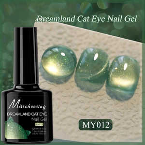 Misscheering Dreamland Cat Eye nail polish MY012 in emerald green with glitter finish