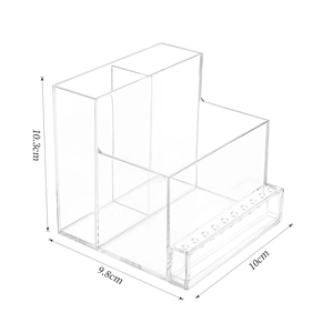 Transparent acrylic nail drill bit organizer and brush holder storage box with dimensions