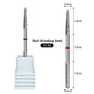 Detailed ST-02 dual-head alloy nail drill bit with fine cross-cut texture for manicure