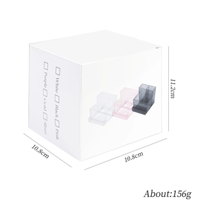 White nail drill bit storage organizer box packaging with color options and dimensions