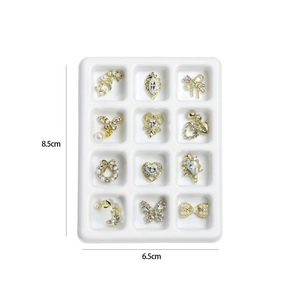 Lot de 12 bijoux d'ongles dorés en forme de papillon et cœur avec perles et strass