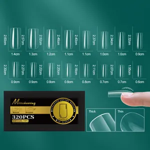 Tableau des tailles pour 16 formats de faux ongles carrés mats avec mesures précises