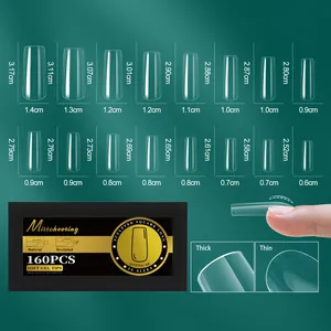 Tableau des tailles pour 16 capsules d'ongles en gel souple de forme carrée sculptée