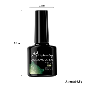 Sparkling Dreamland Cat Eye Nail Gel in glossy black bottle with green MY012 sample