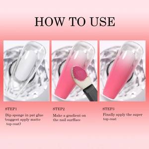 Three-step guide for applying solid gradient nail powder using pat glue and top coat