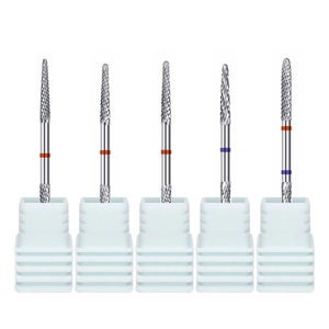 5Pcs tungsten carbide nail drill bit set with color rings and protective white bases