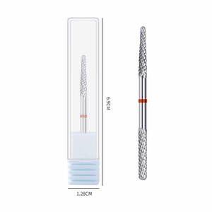Dual-head alloy nail drill bit for cuticle removal in 6.9cm plastic storage box