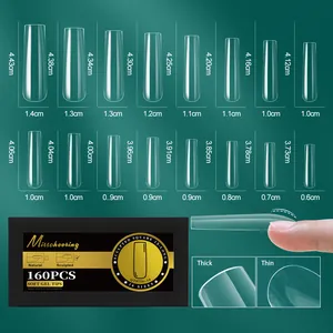 Tableau des tailles pour 16 dimensions de faux ongles extra longs avec fini semi-mat