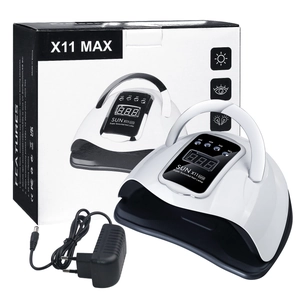 Detailliertes Set mit leistungsstarker X11 MAX UV LED Nagellampe und Netzteil