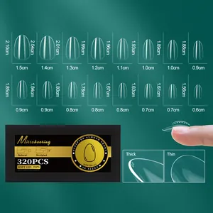 Tableau des tailles pour 16 tailles de faux ongles semi-mats avec dimensions précises