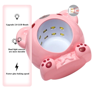 Pink cartoon bear mini UV LED nail lamp with upgraded 2.0 beads and dual light source