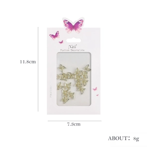 Silver alloy 3D bowknot butterfly nail charms set with dimensions 11.8cm x 7.3cm