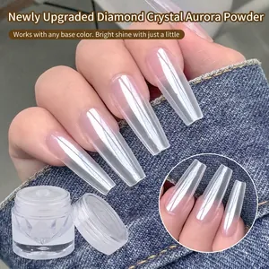 Poudre Aurora Pour Ongles Haute Brillance Cristal Chromé Effet Miroir Pigment Blanc Künstliche Perle Décoration Manucure