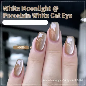 Vue macro du vernis à ongles œil de chat 008 avec reflets magnétiques argentés brillants