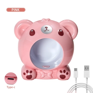 Pink bear mini nail lamp featuring Type-C charging port and included USB cable
