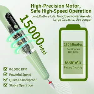 2-in-1 nail drill pen with LED light, 15000 RPM motor and long-lasting 600mAh battery