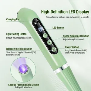 Mint green 2-in-1 electric nail drill with UV lamp, LED display and 5-speed control