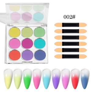 9-color solid chrome nail powder palette 002 with sponges for gradient mirror effects