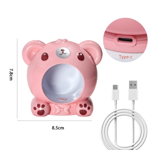 Pink cartoon bear mini UV LED nail lamp with USB cable and Type-C interface specs
