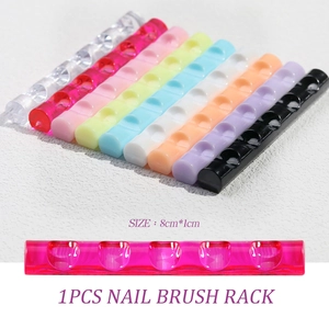 8cm portable mini acrylic nail brush rack with 5 slots in multiple transparent colors
