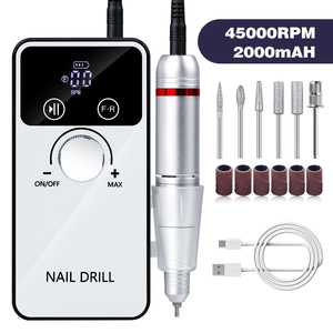 Portable 45000RPM electric nail drill machine with LCD display and rechargeable battery