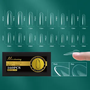 Tableau des tailles pour 16 modèles de capsules d'ongles en gel souple transparent