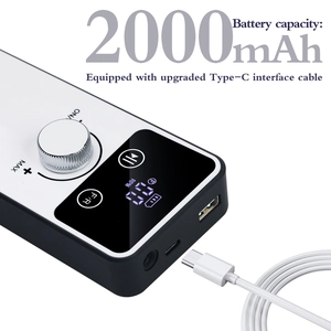 Detail of nail drill LCD screen showing 2000mAh battery and Type-C charging port