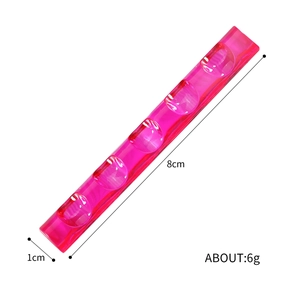 Portable pink translucent acrylic nail art brush holder with 5 slots, 8cm compact size