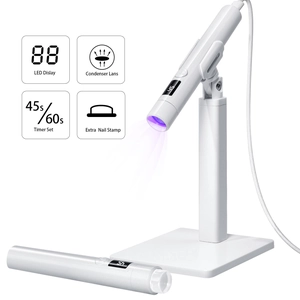 Portable 360-degree rotating UV LED nail lamp stand with timer display and stamper