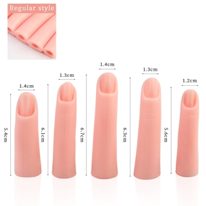 Detailed size specifications for flexible silicone practice fingers for nail art training