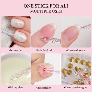 6-in-1 multi-functional acrylic nail tool set with glitter crystal sticks for manicure care