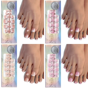 Détail de faux ongles de pieds en gel souple 3-en-1 avec dégradé rose et fini mat