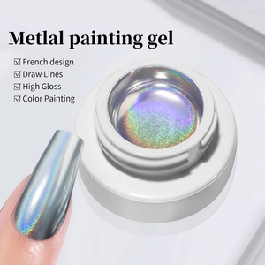 Gel de peinture à ongles argent holographique pour dessins français brillants
