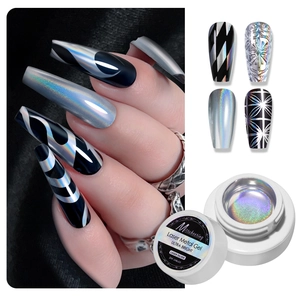 Gel à ongles argent laser ultra brillant en pot de 5ml pour manucure pro