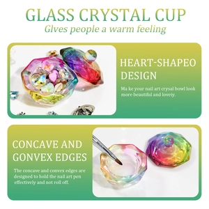 Iridescent aurora glass nail dappen dish with lid and non-slip grooved edge design