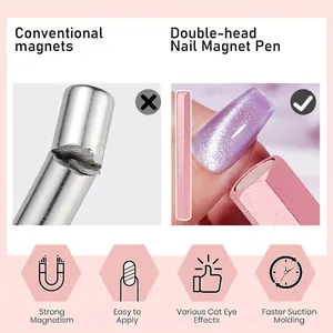 Double-headed powerful nail art magnet for cat eye polish effect with pink finish