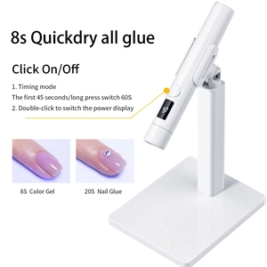 Detail of white portable UV nail lamp with digital display and adjustable base stand