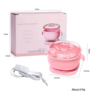 Kit chauffe-cire rose pour épilation avec pot en silicone antiadhésif et design compact