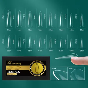 Tableau des tailles détaillé pour 16 tailles de capsules gel soft stiletto x-long