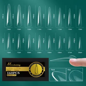 Tableau des tailles pour faux ongles stiletto 3X-long avec 16 mesures différentes