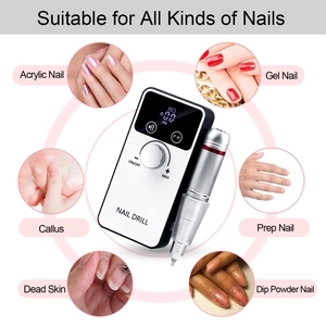 Portable electric nail drill machine with LCD screen and 6 multifunctional grinding heads