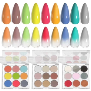 Solid Nail Powder Palette Gradient Mirror Chrome Pigment Aurora Sparkle Glitter Patting Application With Sponge Brushes Professional Nail Art