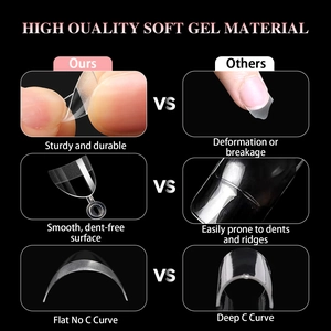 600er-Pack extra kurze matte Soft-Gel-Nagelspitzen, hochflexibel und ohne C-Kurve-Design