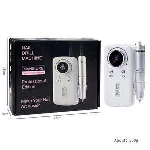 Portable 45000 RPM electric nail drill set with digital display and metal handpiece