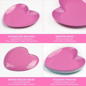 Stackable heart-shaped stainless steel jewelry trays in pastel colors for desk storage