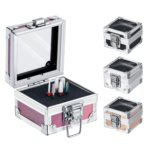 Nail drill bit organizer case with transparent window and high-density foam slots