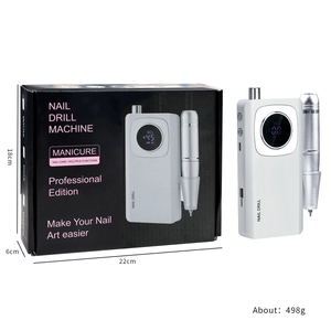 Portable 45000RPM professional electric nail drill kit with white host and silver handle