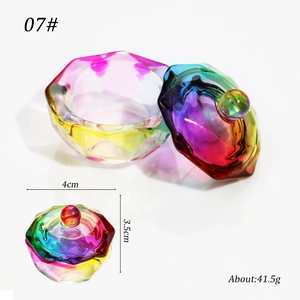 Detailed view of 4cm iridescent glass nail art jar with dimensions and weight specs